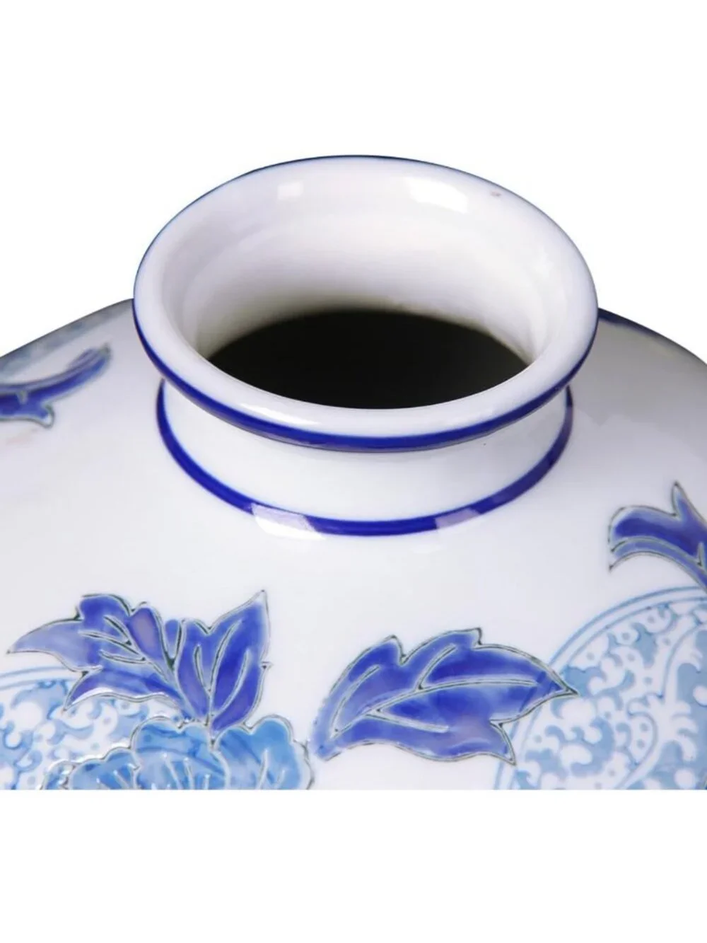 Hand-Painted Blue & White Floral Porcelain Vase, 13